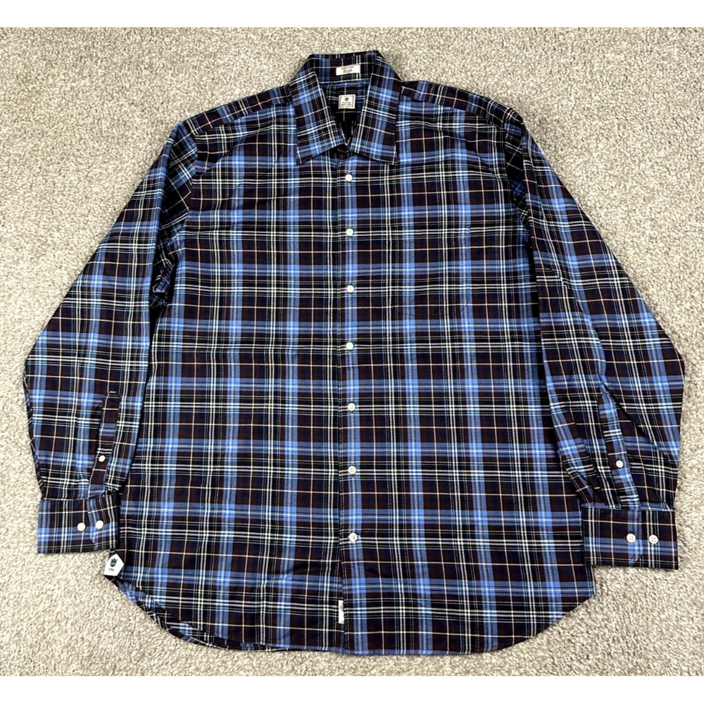 Peter Millar Shirt Mens Extra Large Purple Plaid Button Up Long Sleeve Cotton XL